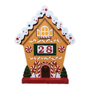 NEW! Gingerbread House Peppermint Candy Cane Christmas Countdown Tabletop Decor